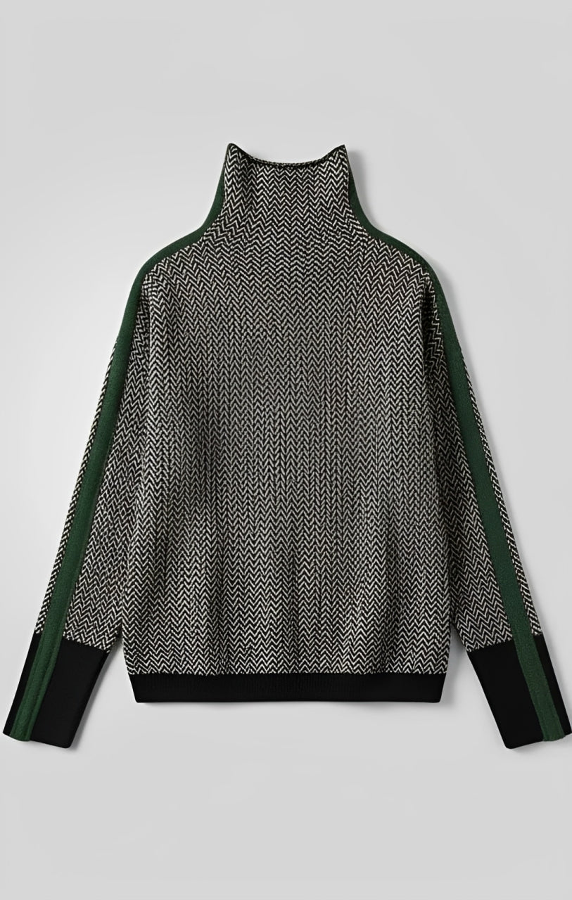 Susana™ | Jersey de cuello alto con rayas en contraste