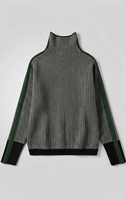 Susana™ | Jersey de cuello alto con rayas en contraste