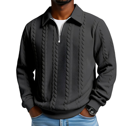 Lúcas | Suéter clásico de hombre con media cremallera - Suéter de punto trenzado