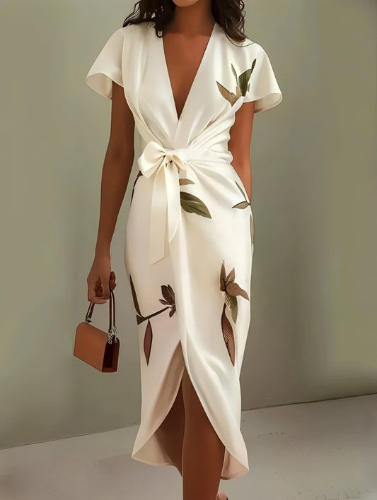 Elin™ | Elegante Wikkeljurk met Bloemenprint