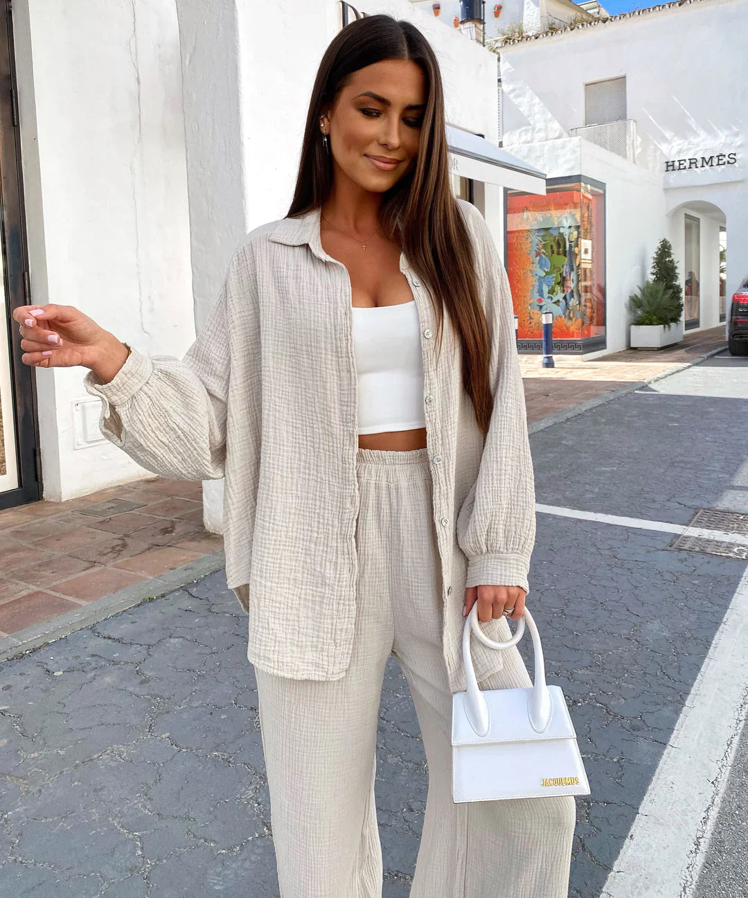 Conjunto de muselina Rienna Blanco | Ezentia.Couture