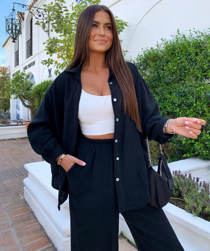 Conjunto de muselina Rienna Blanco | Ezentia.Couture