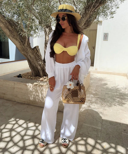 Conjunto de muselina Rienna Blanco | Ezentia.Couture