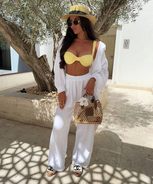 Conjunto de muselina Rienna Blanco | Ezentia.Couture