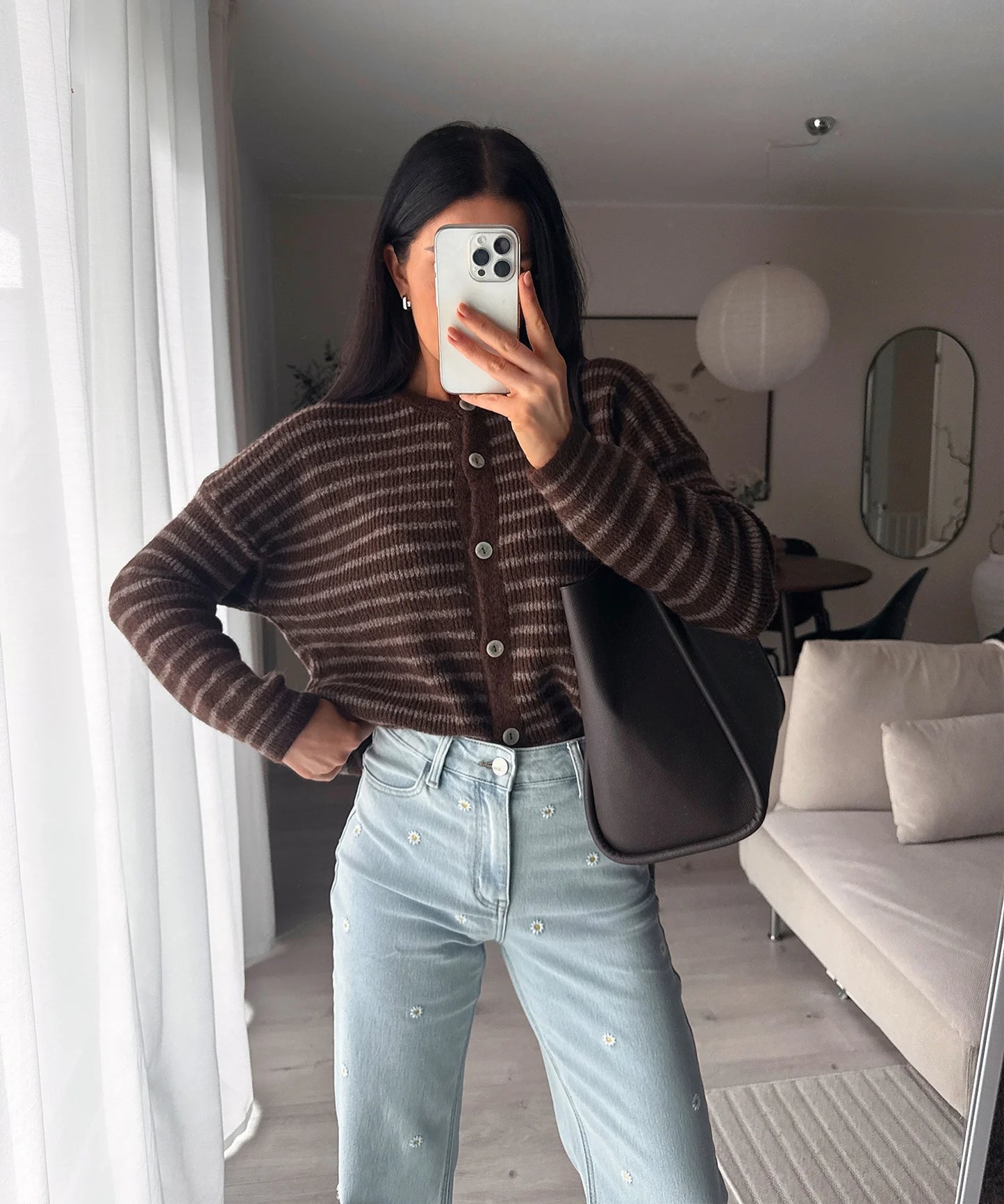 Vaqueros rectos elásticos flor | Ezentia.Couture