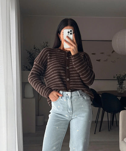 Vaqueros rectos elásticos flor | Ezentia.Couture