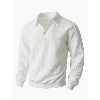 Lúcas | Suéter clásico de hombre con media cremallera - Suéter de punto trenzado